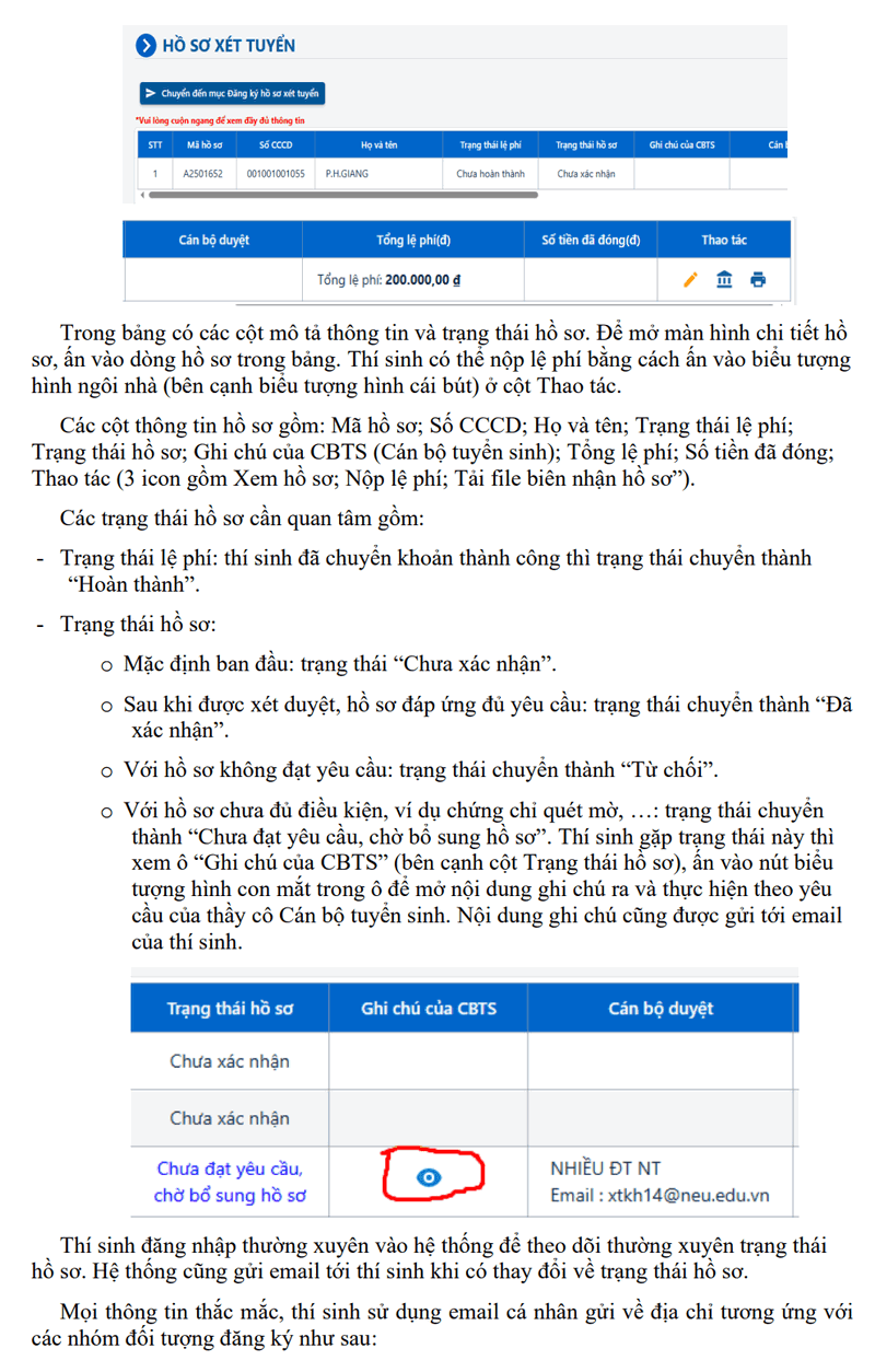 Dai hoc Kinh te Quoc Dan huong dan dang ki xet tuyen 2025