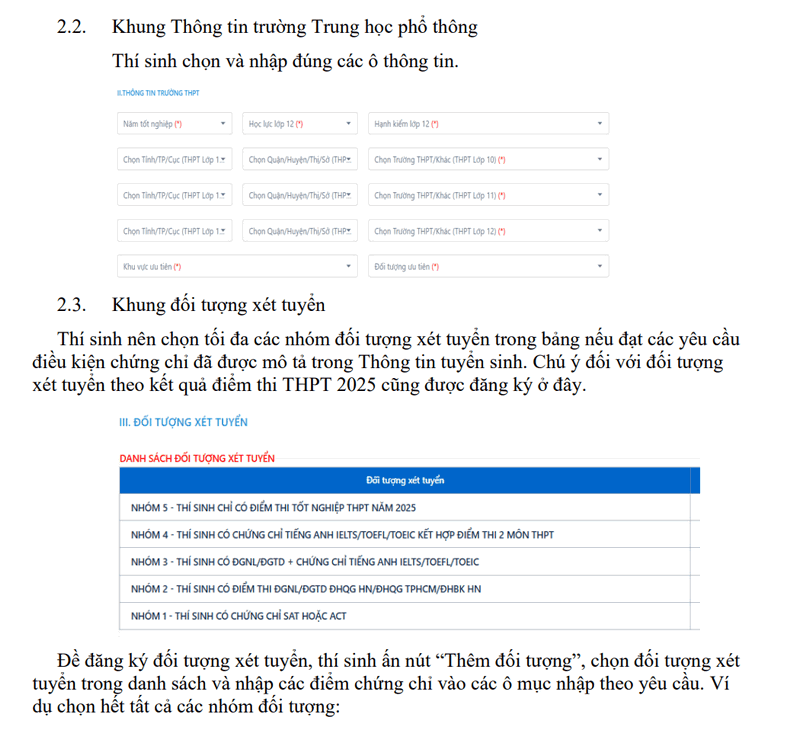 Dai hoc Kinh te Quoc Dan huong dan dang ki xet tuyen 2025