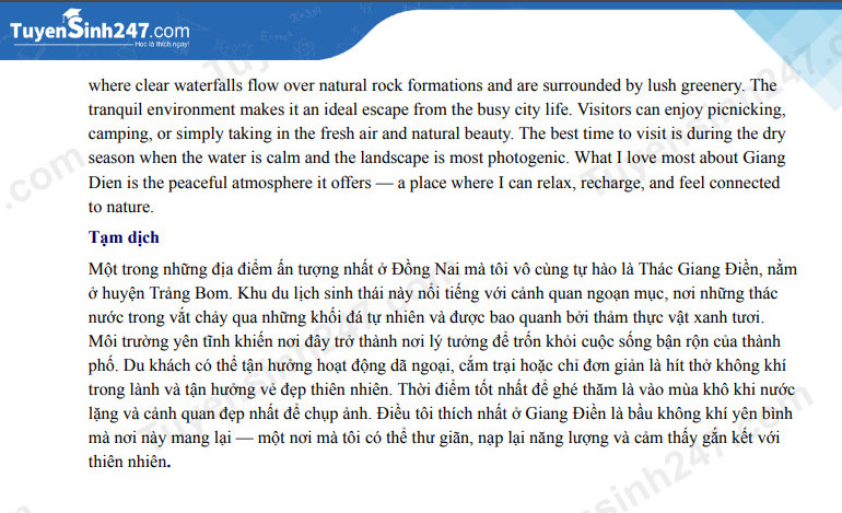 Dap an de thi vao lop 10 nam 2025 mon Anh - Dong Nai