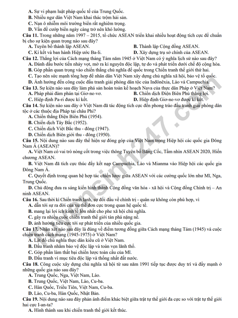 De thi thu tot nghiep THPT 2025 lan 1 mon Su - Cum thi dua so 4 Hai Duong