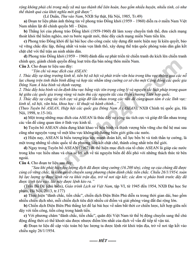 De thi thu tot nghiep THPT 2025 lan 1 mon Su - Cum thi dua so 4 Hai Duong