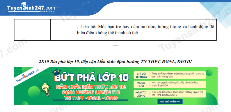 Dap an de thi mon Van vao lop 10 - Hue 2025