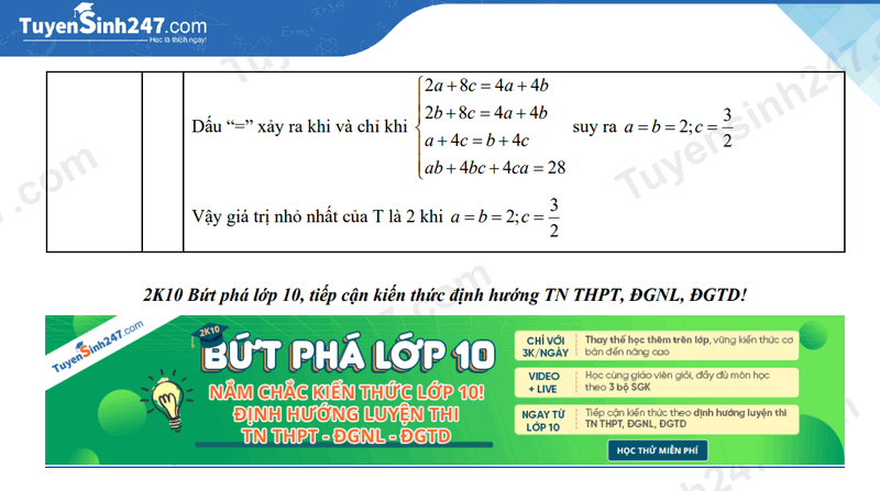 Dap an de thi vao lop 10 mon Toan 2025 - Vinh Phuc