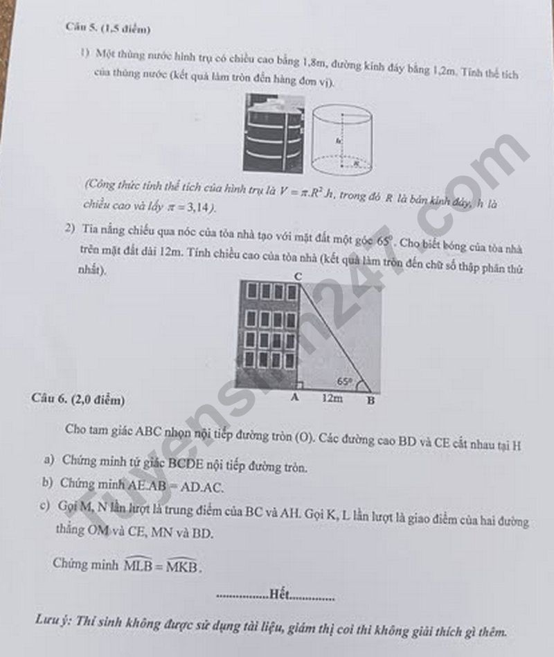 Dap an de thi vao lop 10 mon Toan 2025 - Binh Phuoc
