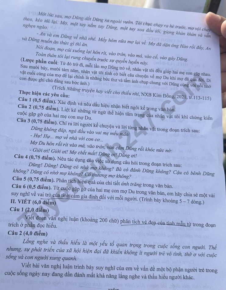Dap an de thi vao lop 10 mon Van 2025 - Nam Dinh