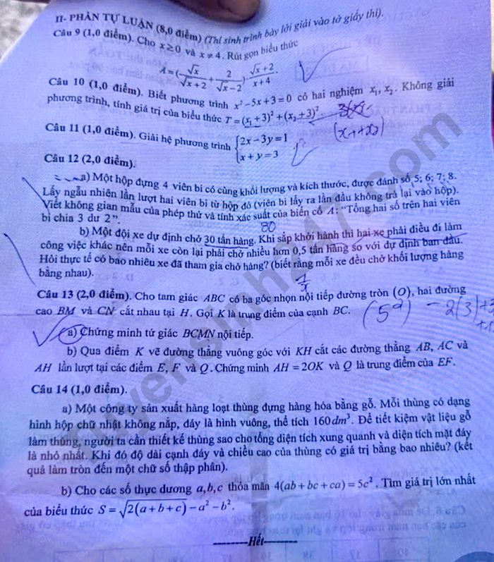 Dap an de thi vao lop 10 mon Toan 2025 - Ha Tinh