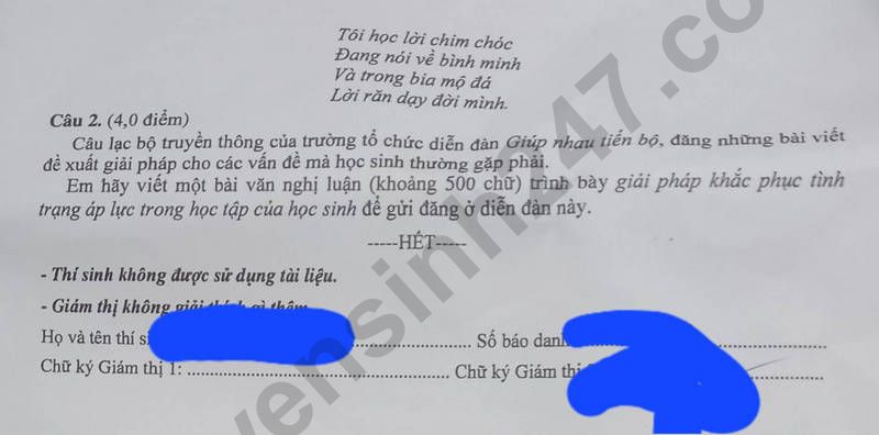 Dap an de thi vao lop 10 mon Van 2025 - Tay Ninh