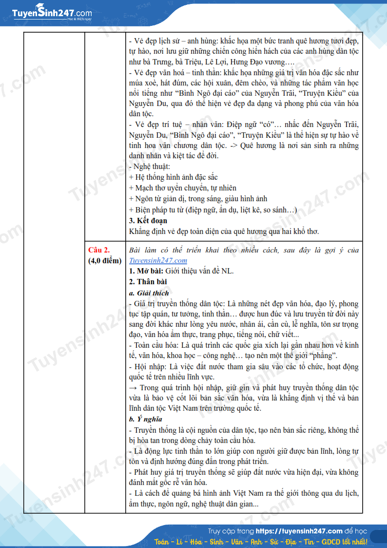 Dap an de thi vao lop 10 mon Van 2025 - Binh Dinh