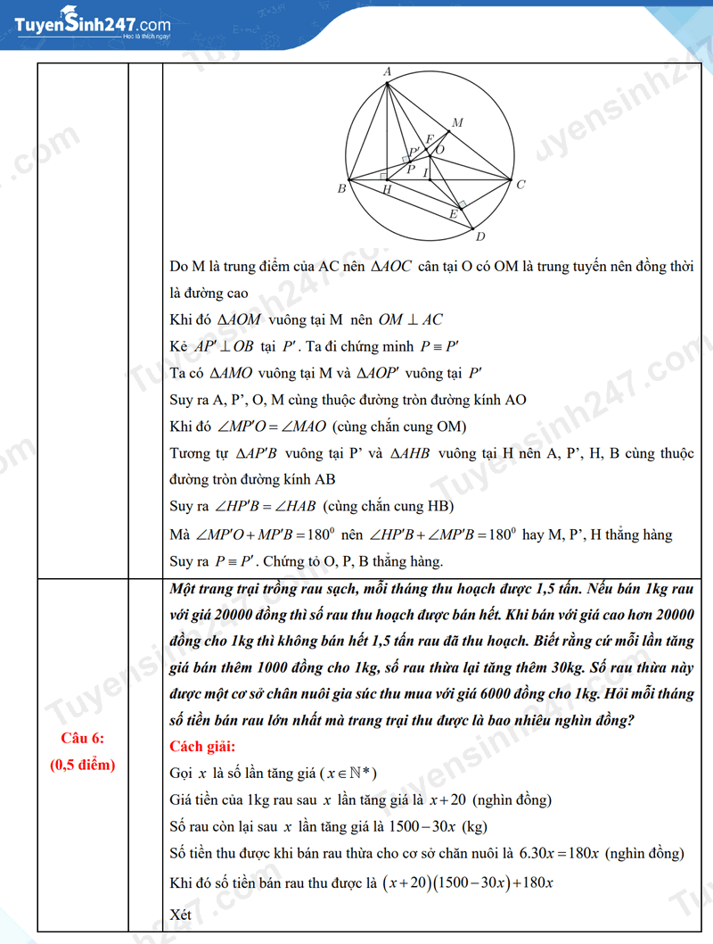 Dap an de thi vao lop 10 mon Toan 2025 - Hai Duong