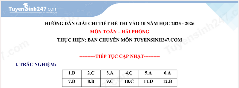 Dap an de thi vao lop 10 mon Toan 2025 - Hai Phong
