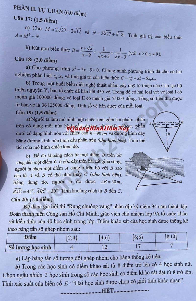 Dap an de thi vao lop 10 mon Toan 2025 - Quang Binh