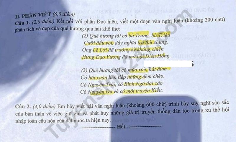 Dap an de thi vao lop 10 mon Van 2025 - Binh Dinh
