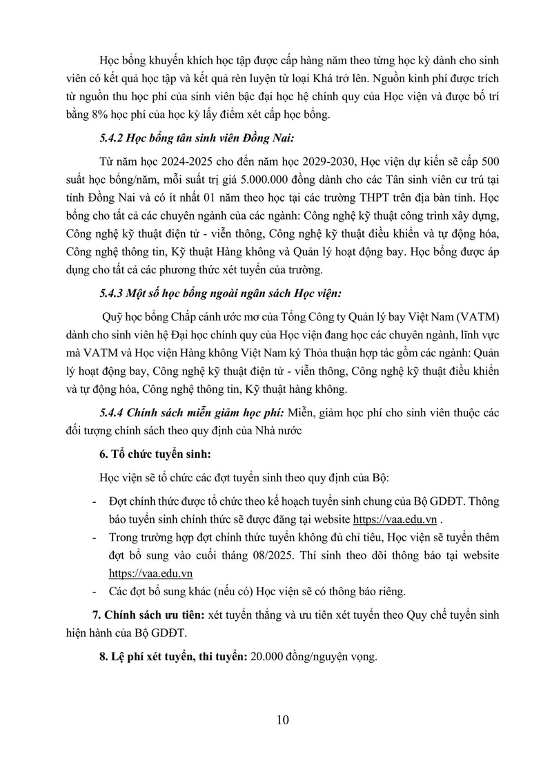 Thong tin tuyen sinh Hoc vien Hang khong Viet Nam nam 2025