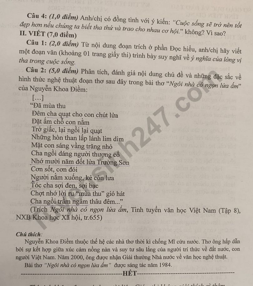 Dap an de thi vao lop 10 mon Van 2025 - Tien Giang