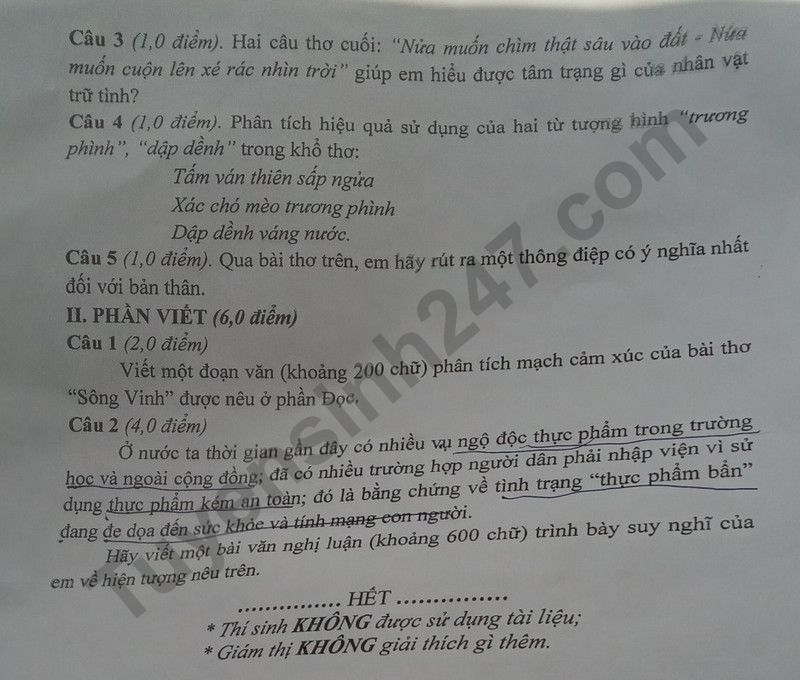 Dap an de thi vao lop 10 mon Van 2025 - Tra Vinh