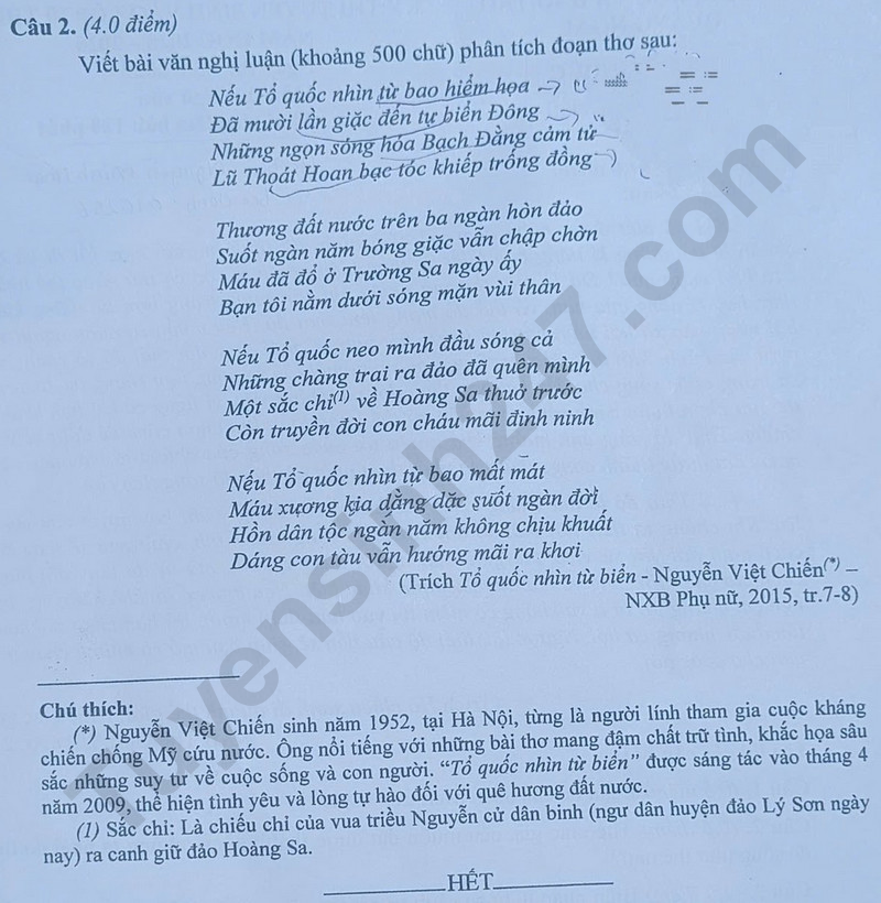 Dap an de thi vao lop 10 mon Van 2025 - Quang Ngai