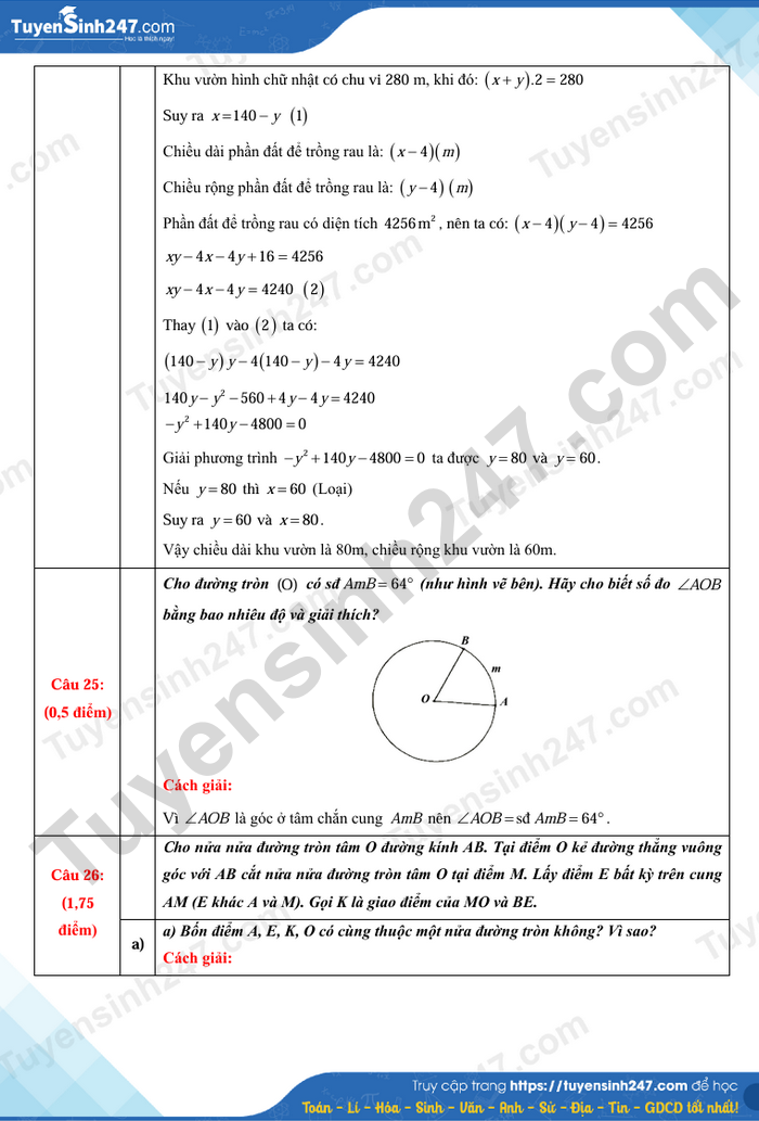Dap an de thi vao lop 10 nam 2025 Ben Tre - mon Toan