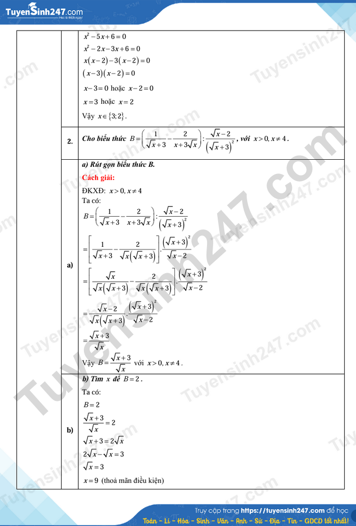Dap an de thi vao lop 10 mon Toan - Dak Lak 2025