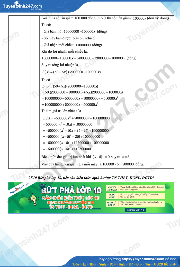 Dap an de thi vao lop 10 mon Toan - Dak Lak 2025