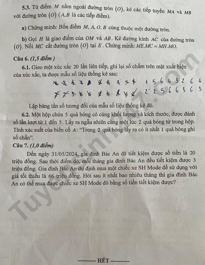 Dap an de thi mon Toan vao lop 10 - Long An 2025
