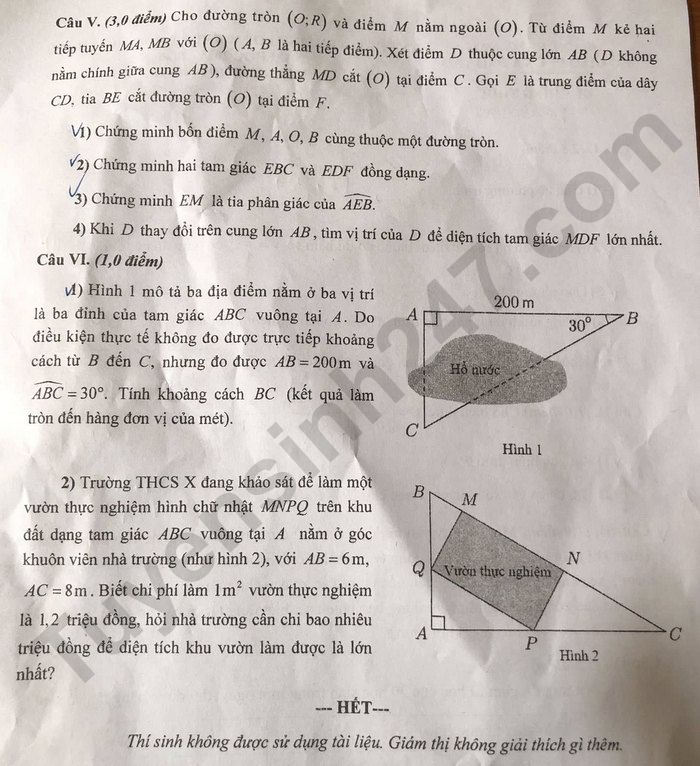 Dap an de thi vao lop 10 nam 2025 mon Toan - Ha Nam