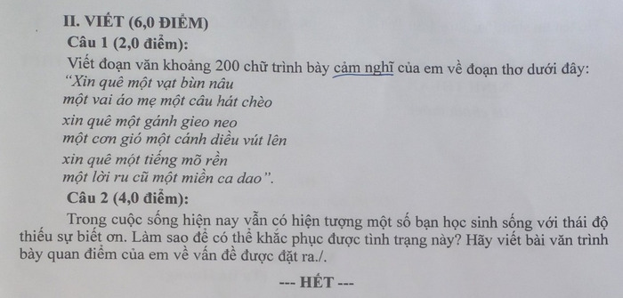 Dap an de thi mon Van vao lop 10 - Ninh Thuan 2025