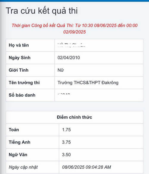 Tra cuu diem thi vao lop 10 Quang Tri nam 2025