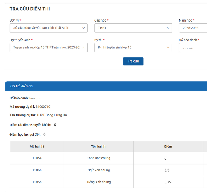 Da co diem thi vao lop 10 Thai Binh nam 2025