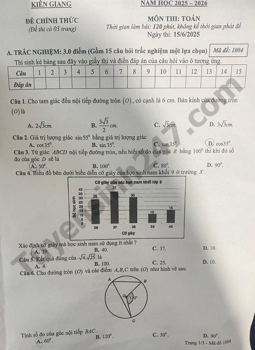 De thi vao lop 10 mon Toan - Kien Giang 2025