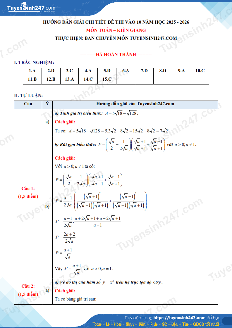 De thi vao lop 10 mon Toan - Kien Giang 2025