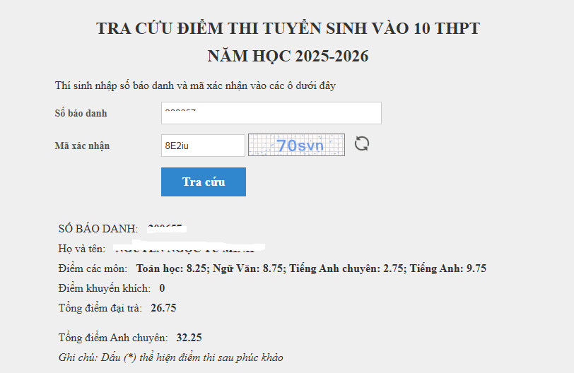 Diem thi vao lop 10 Hai Phong 2025