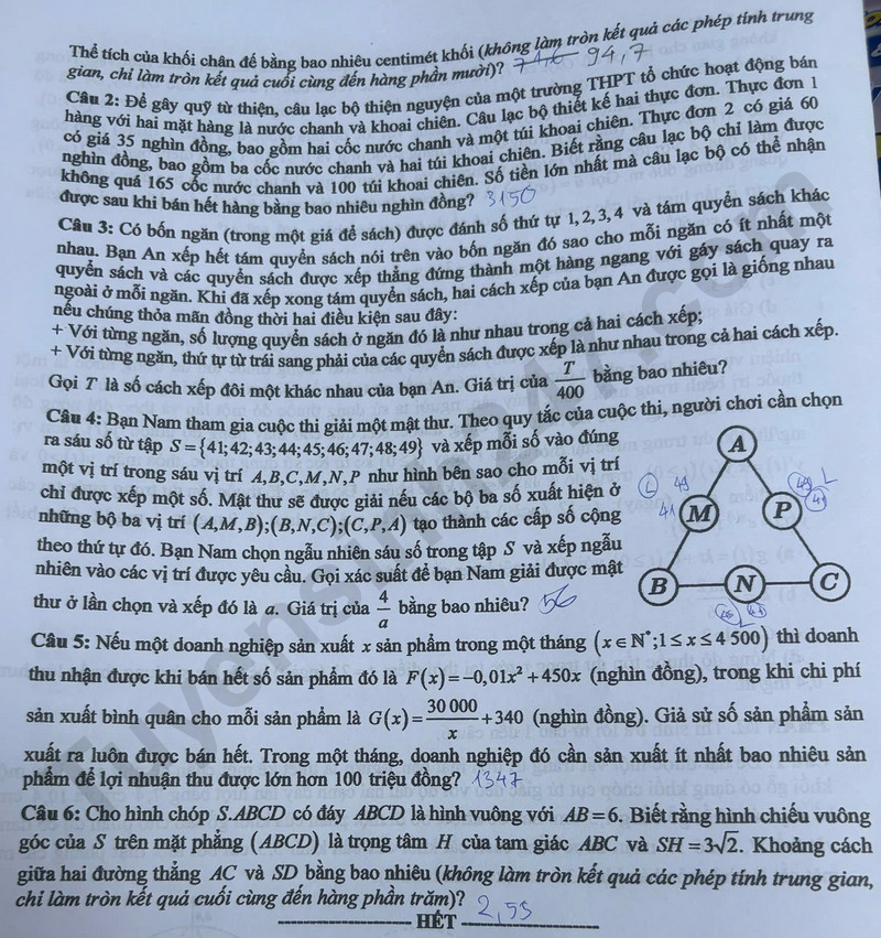 Dap an de thi tot nghiep THPT mon Toan 2025 - Ma de 0108