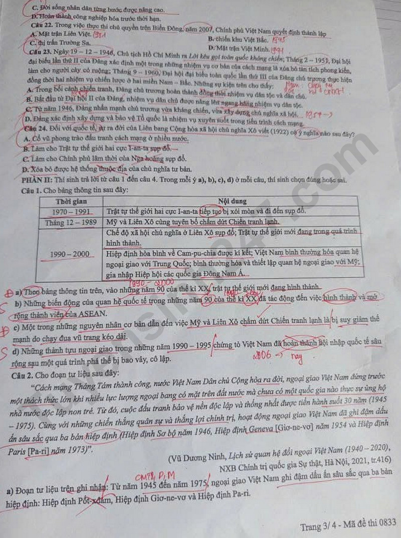 Dap an de thi tot nghiep THPT 2025 mon Su - ma de 0833