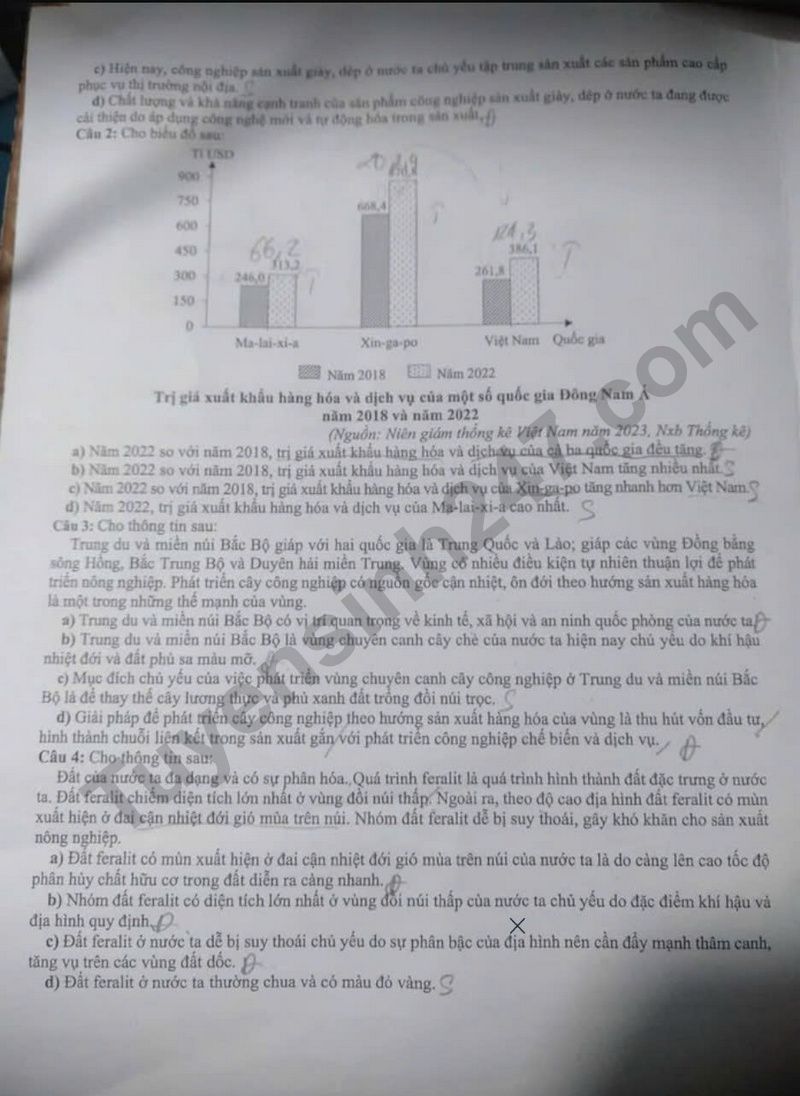 Dap an de thi mon Dia tot nghiep THPT 2025 ma de 0910