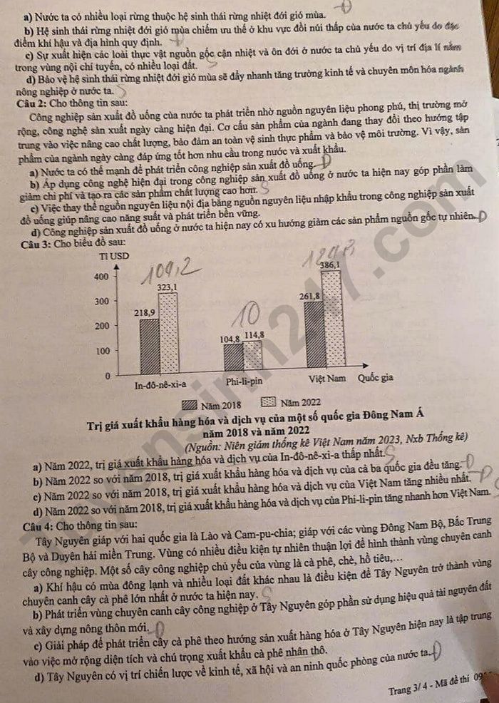 Dap an de thi mon Dia ma de 0916 - tot nghiep THPT 2025