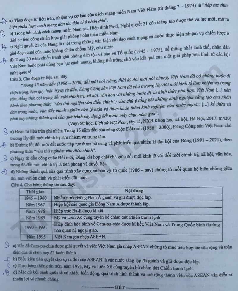 Dap an de thi tot nghiep THPT 2025 mon Su - ma de 0804