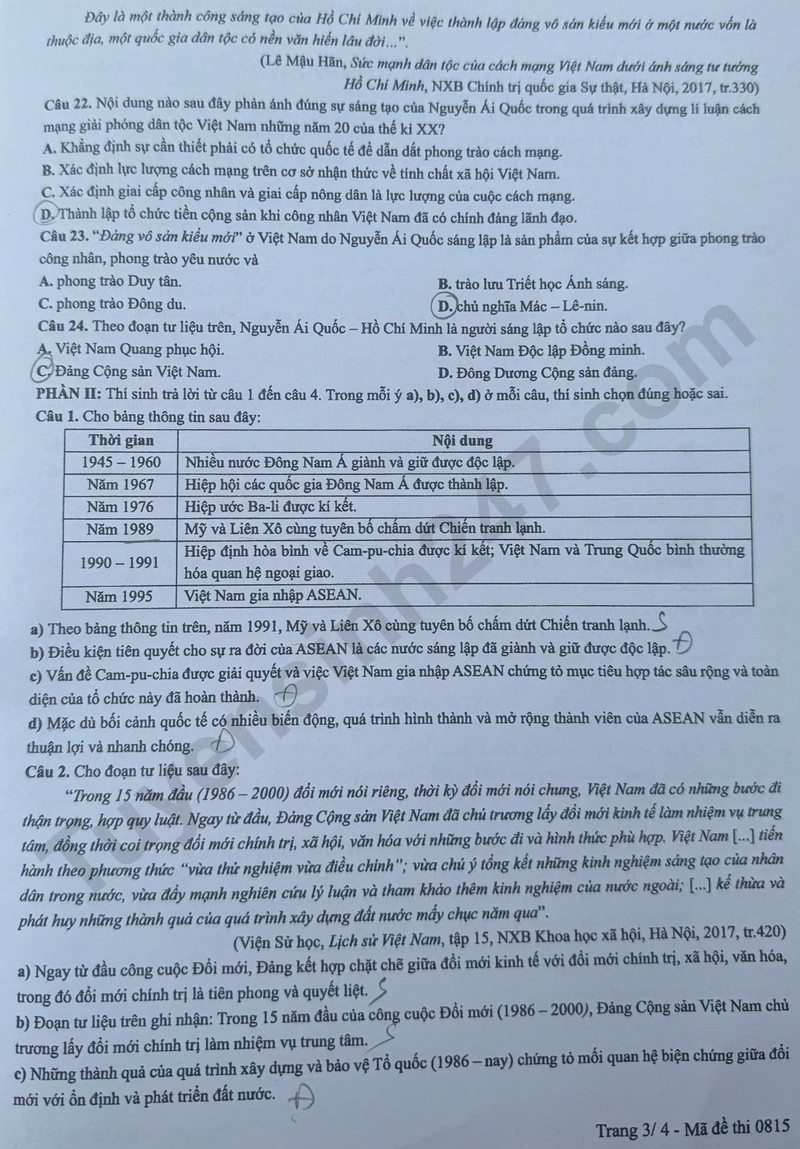 Dap an de thi tot nghiep THPT 2025 - mon Su ma de 0815