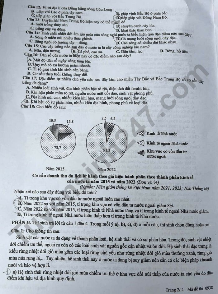 Dap an de thi tot nghiep THPT mon Dia 2025 - ma de 0938