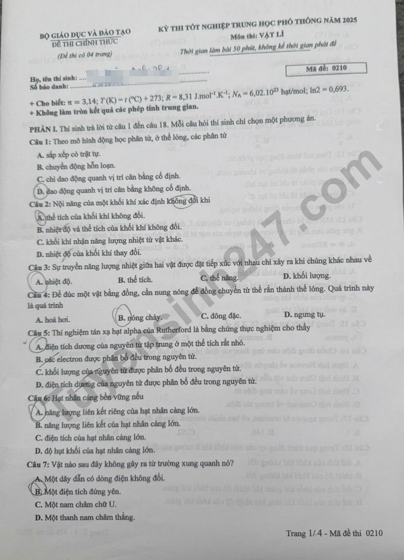 Dap an de thi tot nghiep THPT 2025 mon Ly ma de 0210