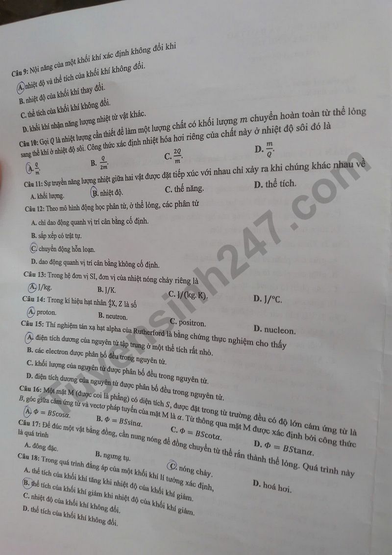 Dap an de thi mon Ly ma de 0202 tot nghiep THPT 2025