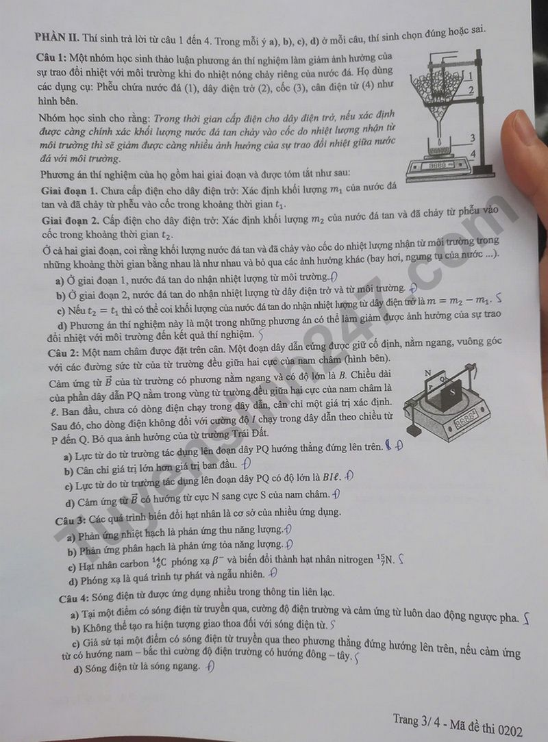 Dap an de thi mon Ly ma de 0202 tot nghiep THPT 2025
