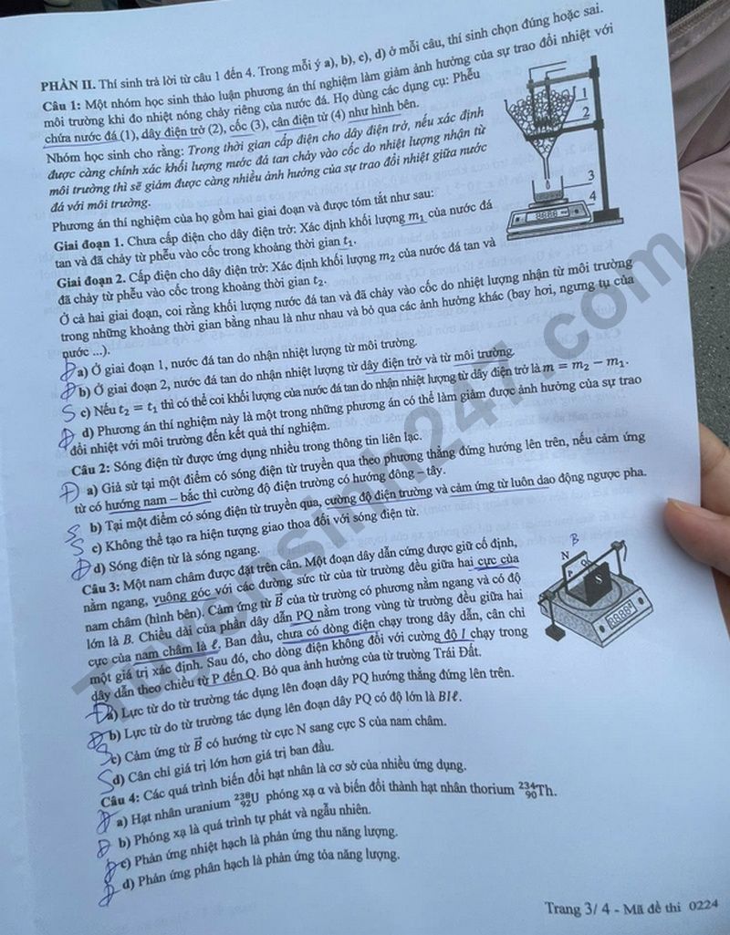 Dap an de thi tot nghiep THPT mon Ly ma de 0224 nam 2025