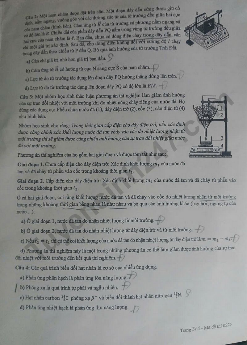 Dap an de thi tot nghiep THPT 2025 mon Ly ma de 0225