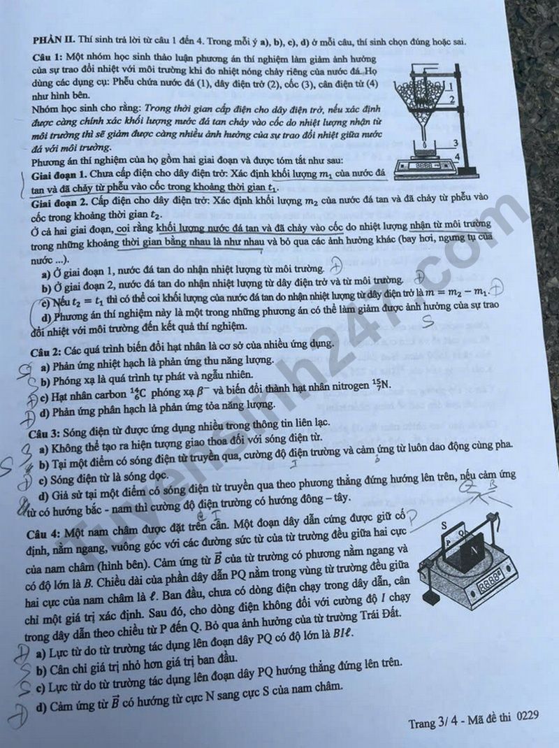 Dap an de thi tot nghiep THPT nam 2025 mon Ly ma de 0229