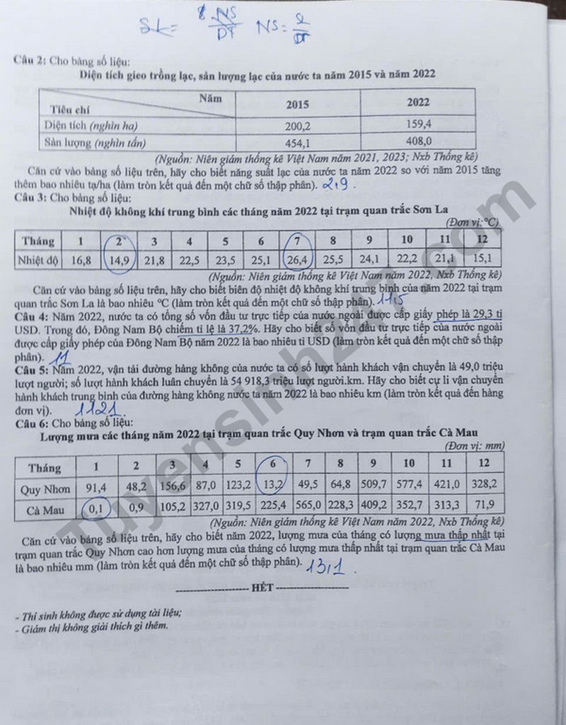 Dap an de thi tot nghiep THPT mon Dia 2025 - ma de 0901