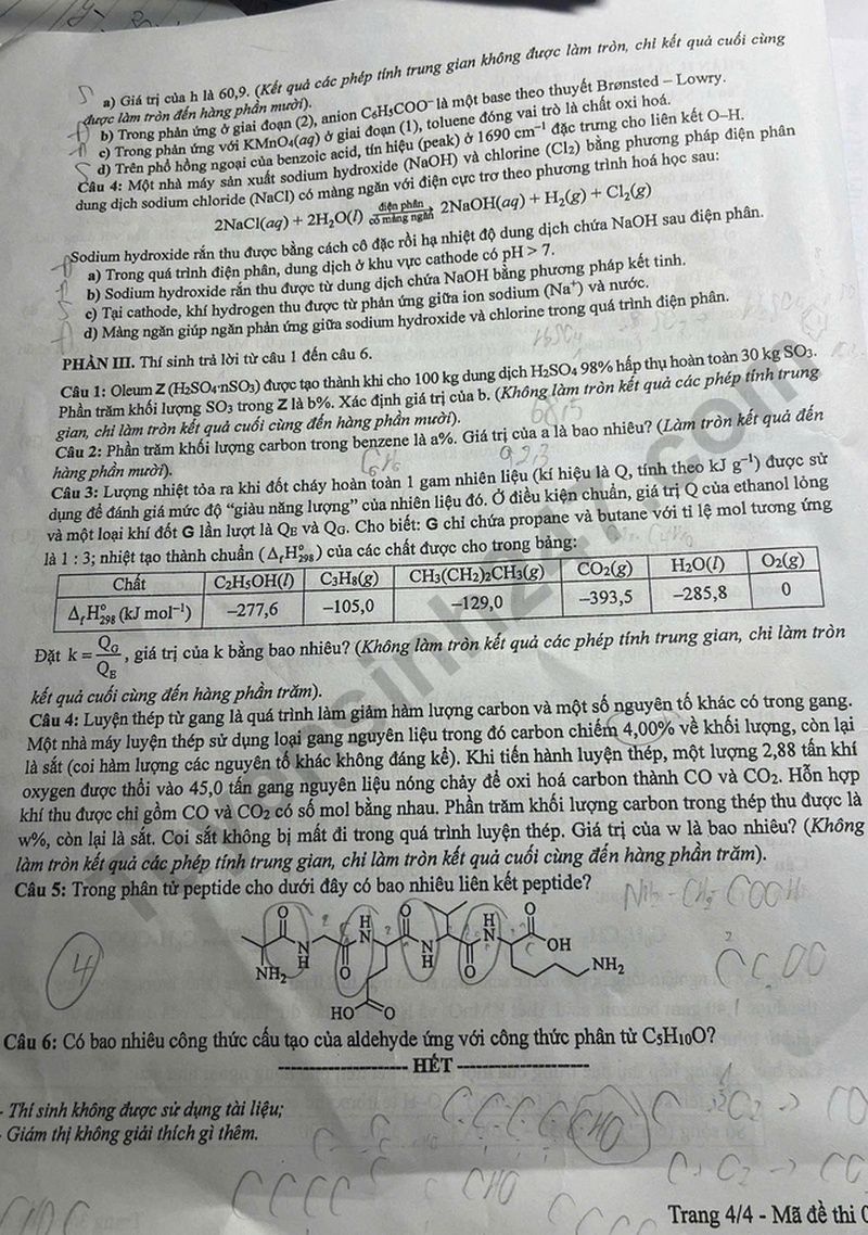Dap an de thi mon Hoa tot nghiep THPT 2025 ma de 0348