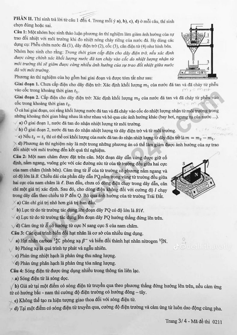 Dap an de thi mon Ly ma de 0211 tot nghiep THPT 2025