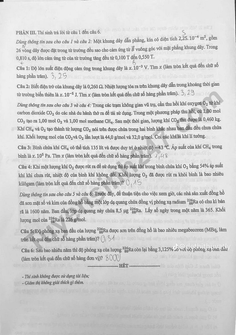 Dap an de thi tot nghiep THPT mon Ly 2025 - Ma de 0209