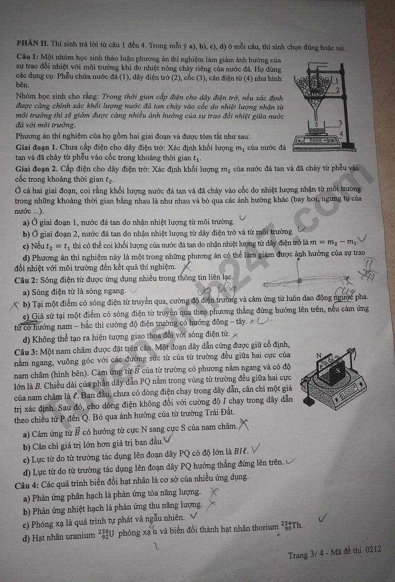 Dap an de thi tot nghiep THPT mon Ly nam 2025 - Ma de 0212