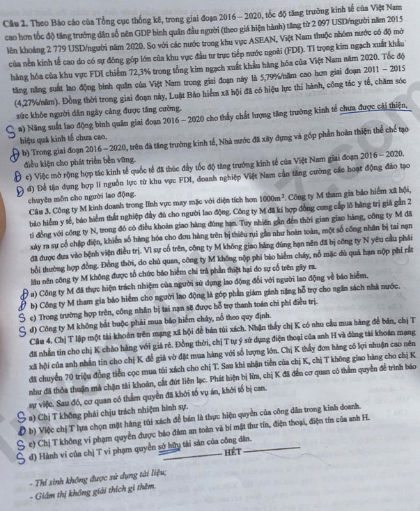 Dap an de thi tot nghiep THPT 2025 mon GDKTPL - ma de 1047